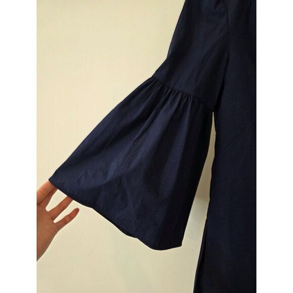 Tory Burch Ariana Crisp Poplin Mirror Applique Tunic 4 Navy - Picture 5 of 12